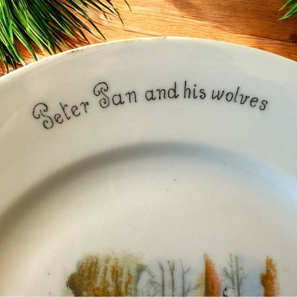 VINTAGE LS&S CARLSBAD AUSTRIA “Peter Pan and His Wolves” Porcelain Plate - Picture 3 of 7